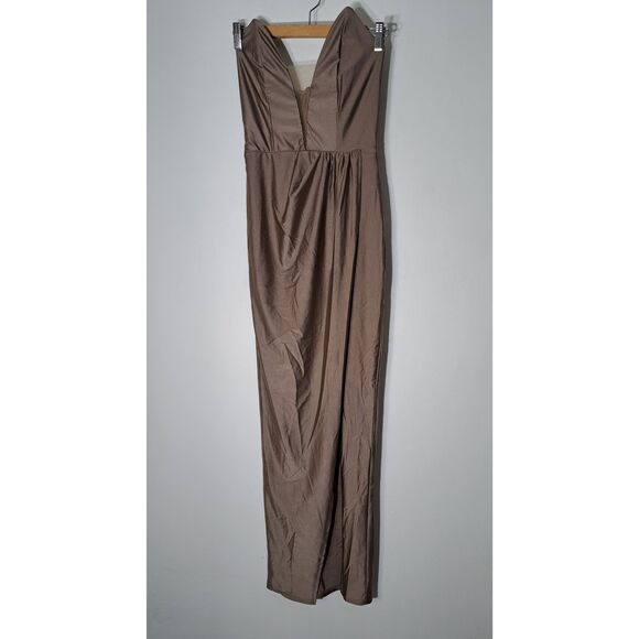 Michael Costello womens small dressbodycon sexy tan light brown long cocktail - Picture 3 of 8